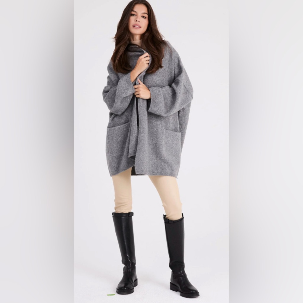 +Beryll Los Angeles Cocoon Cardigan In Gray One Size Os